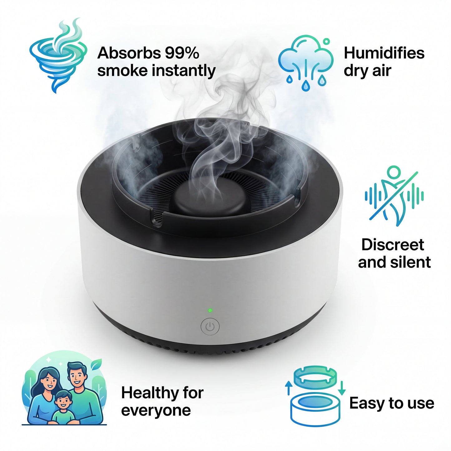 Smart Smokeless Air Purifying Ashtray