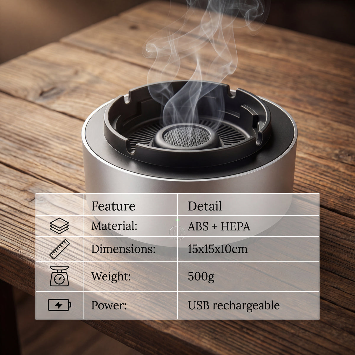Smart Smokeless Air Purifying Ashtray